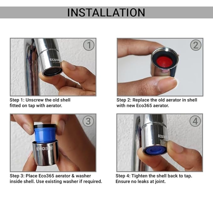ECO365 Anti Clogging 3LPM Shower Flow Aerator (Pack of 3) | Fits in both Inner(24mm) & Outer(22mm) Threaded Shell | & Saves upto 80% of Water