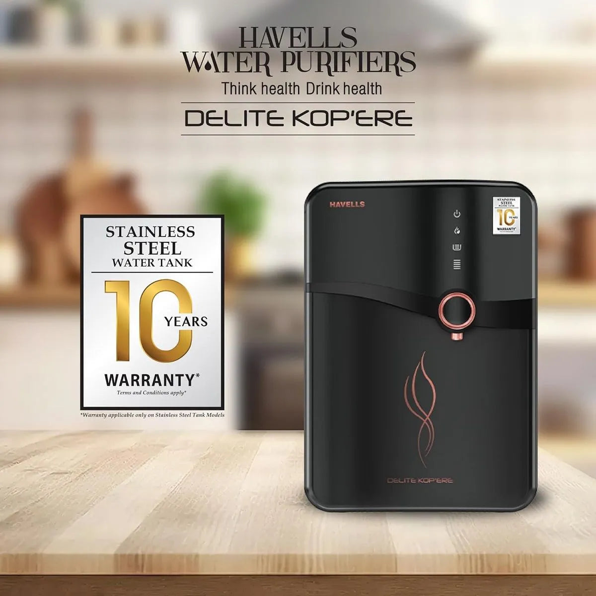 Havells Delite Kop'ere RO + Alkaline Water Purifier